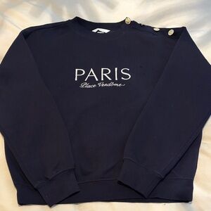 H&M navy sweatshirt with gold buttons